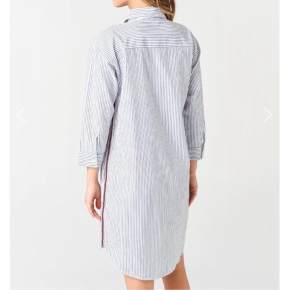 Sundry Striped Shirt Dress Embroidered Heart White Blue Size 1 - Small - Picture 2 of 12